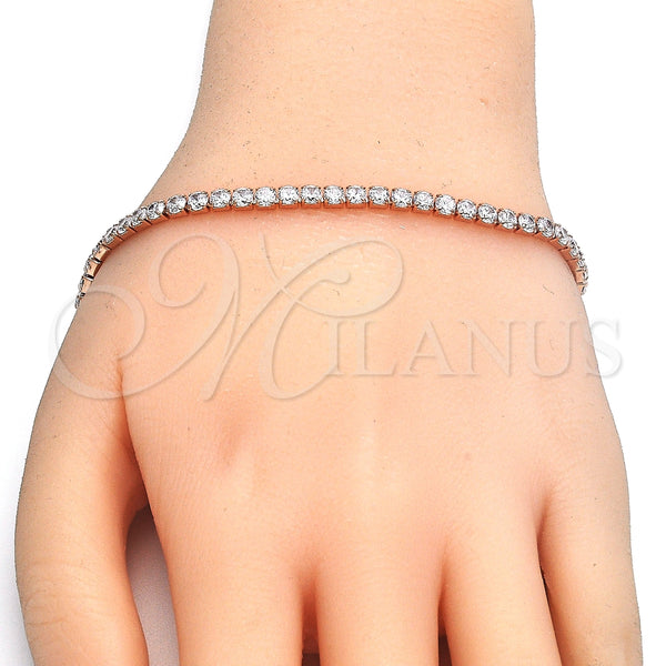 Pulsera Tennis 03.336.0031.1.07 Plata Rodinada, con Zirconia Cubica Blanca, Pulido, Tono Rosado (Grosor 03 MM, 7 Pulgadas de Largo)