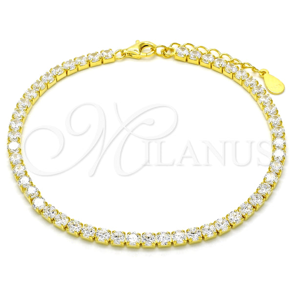Pulsera Tennis 03.336.0031.2.07 Plata Rodinada, con Zirconia Cubica Blanca, Pulido, Tono Dorado (Grosor 03 MM, 7 Pulgadas de Largo)