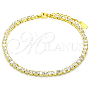 Pulsera Tennis 03.336.0031.2.07 Plata Rodinada, con Zirconia Cubica Blanca, Pulido, Tono Dorado (Grosor 03 MM, 7 Pulgadas de Largo)