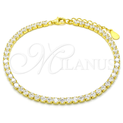 Pulsera Tennis 03.336.0031.2.07 Plata Rodinada, con Zirconia Cubica Blanca, Pulido, Tono Dorado (Grosor 03 MM, 7 Pulgadas de Largo)