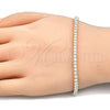 Pulsera Tennis 03.336.0033.2.08 Plata Rodinada, con Zirconia Cubica Blanca, Pulido, Tono Dorado (Grosor 03 MM, 8 Pulgadas de Largo)