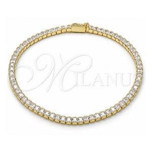 Pulsera Tennis 03.336.0033.2.08 Plata Rodinada, con Zirconia Cubica Blanca, Pulido, Tono Dorado (Grosor 03 MM, 8 Pulgadas de Largo)