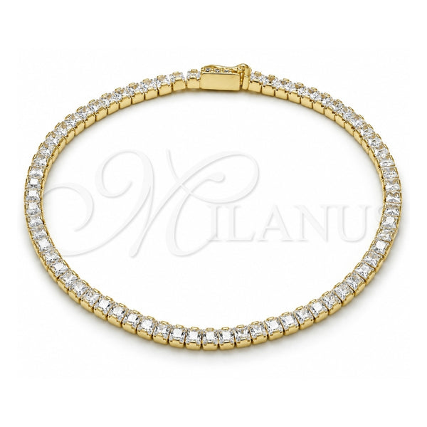 Pulsera Tennis 03.336.0033.2.08 Plata Rodinada, con Zirconia Cubica Blanca, Pulido, Tono Dorado (Grosor 03 MM, 8 Pulgadas de Largo)