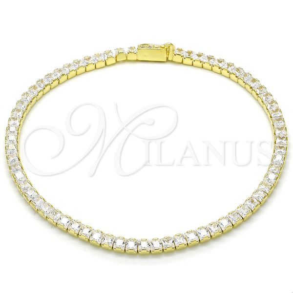 Pulsera Tennis 03.336.0033.2.08 Plata Rodinada, con Zirconia Cubica Blanca, Pulido, Tono Dorado (Grosor 03 MM, 8 Pulgadas de Largo)