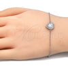 Pulsera Elegante 03.336.0036.07 Plata Rodinada, Diseño de Corazón, con Zirconia Cubica Blanca y Cristal Blanca, Pulido, Rodinado (Grosor 01 MM, 7 Pulgadas de Largo)