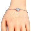 Pulsera Elegante 03.336.0036.07 Plata Rodinada, Diseño de Corazón, con Zirconia Cubica Blanca y Cristal Blanca, Pulido, Rodinado (Grosor 01 MM, 7 Pulgadas de Largo)