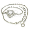 Pulsera Elegante 03.336.0036.07 Plata Rodinada, Diseño de Corazón, con Zirconia Cubica Blanca y Cristal Blanca, Pulido, Rodinado (Grosor 01 MM, 7 Pulgadas de Largo)
