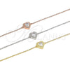 Pulsera Elegante 03.336.0036.07 Plata Rodinada, Diseño de Corazón, con Zirconia Cubica Blanca y Cristal Blanca, Pulido, Rodinado (Grosor 01 MM, 7 Pulgadas de Largo)