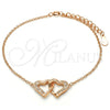 Pulsera Elegante 03.336.0025.1.07 Plata Rodinada, Diseño de Corazón, con Micro Pave Blanca, Pulido, Tono Rosado (Grosor 01 MM, 7 Pulgadas de Largo)