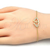 Pulsera Elegante 03.336.0025.2.07 Plata Rodinada, Diseño de Corazón, con Micro Pave Blanca, Pulido, Tono Dorado (Grosor 01 MM, 7 Pulgadas de Largo)