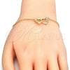 Pulsera Elegante 03.336.0025.2.07 Plata Rodinada, Diseño de Corazón, con Micro Pave Blanca, Pulido, Tono Dorado (Grosor 01 MM, 7 Pulgadas de Largo)