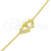 Pulsera Elegante 03.336.0025.2.07 Plata Rodinada, Diseño de Corazón, con Micro Pave Blanca, Pulido, Tono Dorado (Grosor 01 MM, 7 Pulgadas de Largo)