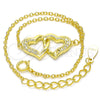 Pulsera Elegante 03.336.0025.2.07 Plata Rodinada, Diseño de Corazón, con Micro Pave Blanca, Pulido, Tono Dorado (Grosor 01 MM, 7 Pulgadas de Largo)