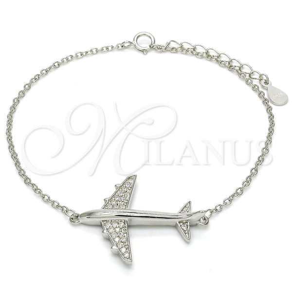 Pulsera Elegante 03.336.0037.07 Plata Rodinada, con Zirconia Cubica Blanca, Pulido, Rodinado (Grosor 01 MM, 7 Pulgadas de Largo)