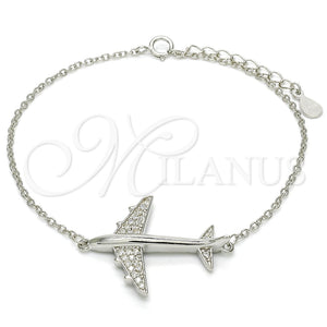 Pulsera Elegante 03.336.0037.07 Plata Rodinada, con Zirconia Cubica Blanca, Pulido, Rodinado (Grosor 01 MM, 7 Pulgadas de Largo)