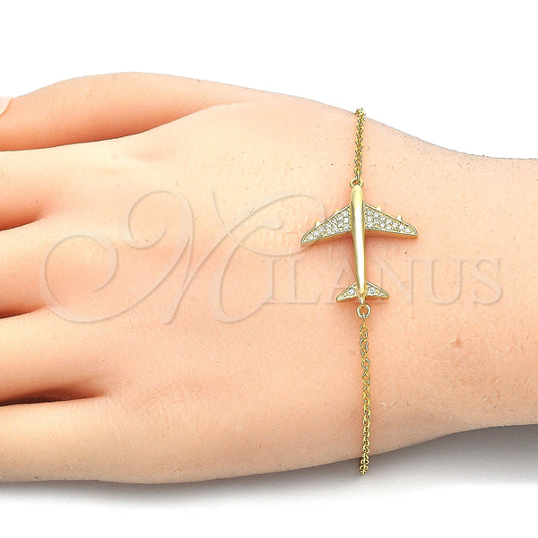 Pulsera Elegante 03.336.0037.2.07 Plata Rodinada, con Zirconia Cubica Blanca, Pulido, Tono Dorado (Grosor 01 MM, 7 Pulgadas de Largo)
