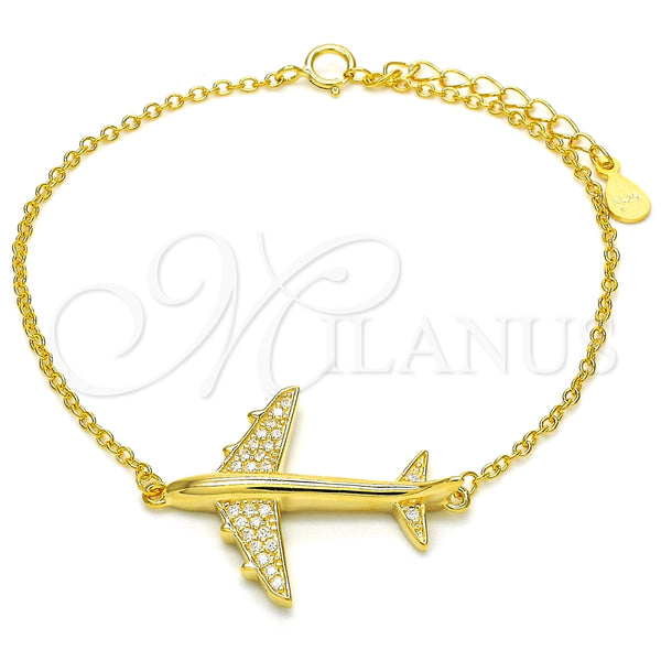 Pulsera Elegante 03.336.0037.2.07 Plata Rodinada, con Zirconia Cubica Blanca, Pulido, Tono Dorado (Grosor 01 MM, 7 Pulgadas de Largo)