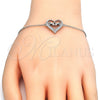 Pulsera Elegante 03.336.0038.07 Plata Rodinada, Diseño de Mama y Corazón, con Zirconia Cubica Blanca, Pulido, Rodinado (Grosor 01 MM, 7 Pulgadas de Largo)