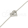 Pulsera Elegante 03.336.0038.07 Plata Rodinada, Diseño de Mama y Corazón, con Zirconia Cubica Blanca, Pulido, Rodinado (Grosor 01 MM, 7 Pulgadas de Largo)