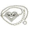 Pulsera Elegante 03.336.0038.07 Plata Rodinada, Diseño de Mama y Corazón, con Zirconia Cubica Blanca, Pulido, Rodinado (Grosor 01 MM, 7 Pulgadas de Largo)