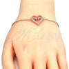 Pulsera Elegante 03.336.0038.1.07 Plata Rodinada, Diseño de Corazón y Mama, con Zirconia Cubica Blanca, Pulido, Tono Rosado (Grosor 01 MM, 7 Pulgadas de Largo)