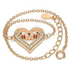 Pulsera Elegante 03.336.0038.1.07 Plata Rodinada, Diseño de Corazón y Mama, con Zirconia Cubica Blanca, Pulido, Tono Rosado (Grosor 01 MM, 7 Pulgadas de Largo)