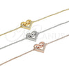 Pulsera Elegante 03.336.0038.1.07 Plata Rodinada, Diseño de Corazón y Mama, con Zirconia Cubica Blanca, Pulido, Tono Rosado (Grosor 01 MM, 7 Pulgadas de Largo)