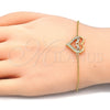Pulsera Elegante 03.336.0038.2.07 Plata Rodinada, Diseño de Corazón y Mama, con Zirconia Cubica Blanca, Pulido, Tono Dorado (Grosor 01 MM, 7 Pulgadas de Largo)