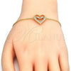Pulsera Elegante 03.336.0038.2.07 Plata Rodinada, Diseño de Corazón y Mama, con Zirconia Cubica Blanca, Pulido, Tono Dorado (Grosor 01 MM, 7 Pulgadas de Largo)