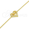 Pulsera Elegante 03.336.0038.2.07 Plata Rodinada, Diseño de Corazón y Mama, con Zirconia Cubica Blanca, Pulido, Tono Dorado (Grosor 01 MM, 7 Pulgadas de Largo)