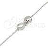 Pulsera Elegante 03.336.0039.07 Plata Rodinada, Diseño de Infinito y Amor, con Zirconia Cubica Blanca, Pulido, Rodinado (Grosor 01 MM, 7 Pulgadas de Largo)