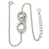Pulsera Elegante 03.336.0039.07 Plata Rodinada, Diseño de Infinito y Amor, con Zirconia Cubica Blanca, Pulido, Rodinado (Grosor 01 MM, 7 Pulgadas de Largo)