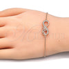 Pulsera Elegante 03.336.0039.1.07 Plata Rodinada, Diseño de Infinito y Amor, con Zirconia Cubica Blanca, Pulido, Tono Rosado (Grosor 02 MM, 7 Pulgadas de Largo)