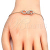 Pulsera Elegante 03.336.0039.1.07 Plata Rodinada, Diseño de Infinito y Amor, con Zirconia Cubica Blanca, Pulido, Tono Rosado (Grosor 02 MM, 7 Pulgadas de Largo)