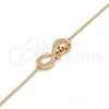 Pulsera Elegante 03.336.0039.1.07 Plata Rodinada, Diseño de Infinito y Amor, con Zirconia Cubica Blanca, Pulido, Tono Rosado (Grosor 02 MM, 7 Pulgadas de Largo)