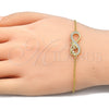 Pulsera Elegante 03.336.0039.2.07 Plata Rodinada, Diseño de Infinito y Amor, con Zirconia Cubica Blanca, Pulido, Tono Dorado (Grosor 01 MM, 7 Pulgadas de Largo)