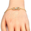 Pulsera Elegante 03.336.0039.2.07 Plata Rodinada, Diseño de Infinito y Amor, con Zirconia Cubica Blanca, Pulido, Tono Dorado (Grosor 01 MM, 7 Pulgadas de Largo)