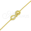 Pulsera Elegante 03.336.0039.2.07 Plata Rodinada, Diseño de Infinito y Amor, con Zirconia Cubica Blanca, Pulido, Tono Dorado (Grosor 01 MM, 7 Pulgadas de Largo)