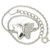 Pulsera Elegante 03.336.0040.07 Plata Rodinada, Diseño de Mariposa, con Micro Pave Blanca, Pulido, Rodinado (Grosor 01 MM, 7 Pulgadas de Largo)