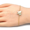Pulsera Elegante 03.336.0040.2.07 Plata Rodinada, Diseño de Mariposa, con Blanca Micro Pave, Pulido, Tono Dorado (01 MM Thickness, 7 Inches Length)