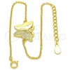 Pulsera Elegante 03.336.0040.2.07 Plata Rodinada, Diseño de Mariposa, con Blanca Micro Pave, Pulido, Tono Dorado (01 MM Thickness, 7 Inches Length)