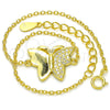 Pulsera Elegante 03.336.0040.2.07 Plata Rodinada, Diseño de Mariposa, con Blanca Micro Pave, Pulido, Tono Dorado (01 MM Thickness, 7 Inches Length)