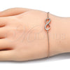 Pulsera Elegante 03.336.0041.1.07 Plata Rodinada, Diseño de Infinito, con Zirconia Cubica Blanca, Pulido, Tono Rosado (Grosor 01 MM, 7 Pulgadas de Largo)