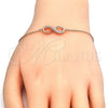 Pulsera Elegante 03.336.0041.1.07 Plata Rodinada, Diseño de Infinito, con Zirconia Cubica Blanca, Pulido, Tono Rosado (Grosor 01 MM, 7 Pulgadas de Largo)