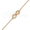 Pulsera Elegante 03.336.0041.1.07 Plata Rodinada, Diseño de Infinito, con Zirconia Cubica Blanca, Pulido, Tono Rosado (Grosor 01 MM, 7 Pulgadas de Largo)