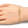Pulsera Elegante 03.336.0041.2.07 Plata Rodinada, Diseño de Infinito, con Zirconia Cubica Blanca, Pulido, Tono Dorado (Grosor 01 MM, 7 Pulgadas de Largo)