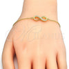 Pulsera Elegante 03.336.0041.2.07 Plata Rodinada, Diseño de Infinito, con Zirconia Cubica Blanca, Pulido, Tono Dorado (Grosor 01 MM, 7 Pulgadas de Largo)