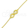 Pulsera Elegante 03.336.0041.2.07 Plata Rodinada, Diseño de Infinito, con Zirconia Cubica Blanca, Pulido, Tono Dorado (Grosor 01 MM, 7 Pulgadas de Largo)