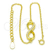 Pulsera Elegante 03.336.0041.2.07 Plata Rodinada, Diseño de Infinito, con Zirconia Cubica Blanca, Pulido, Tono Dorado (Grosor 01 MM, 7 Pulgadas de Largo)