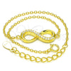Pulsera Elegante 03.336.0041.2.07 Plata Rodinada, Diseño de Infinito, con Zirconia Cubica Blanca, Pulido, Tono Dorado (Grosor 01 MM, 7 Pulgadas de Largo)